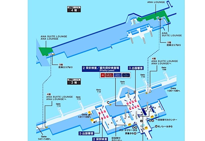 羽田空港のANAラウンジ地図