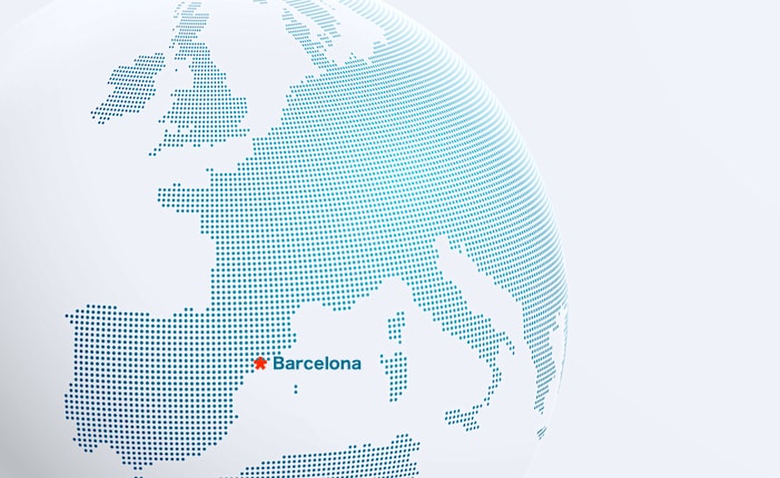 バルセロナの位置が分かる世界地図