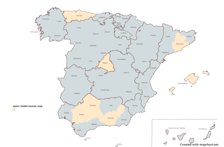 スペインおすすめ5つのモデルコース地図の画像